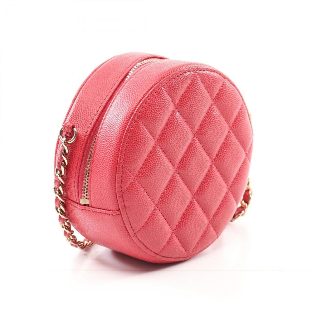 CHANEL Matelasse Round Mini Shoulder Bag Calfskin (Cowhide) Women's Red - Picture 3 of 10